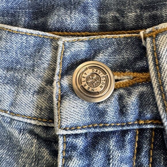 Vtg Y2K Harley Davidson Womens Side Snap Legs Boot Cut Biker Jeans - Picture 8 of 14